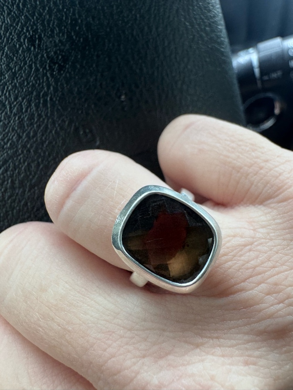 James Avery Size 6 Sterling .925 Ring Faceted Smoky Brown Quartz Stone Ring